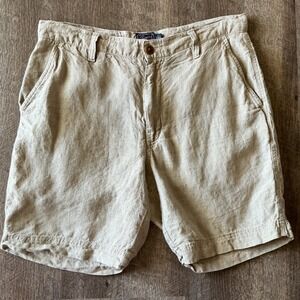 Grayers Khaki 100% Linen Shorts 32 W